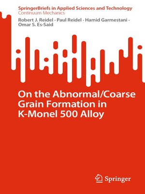 cover image of On the Abnormal/Coarse Grain Formation in K-Monel 500 Alloy